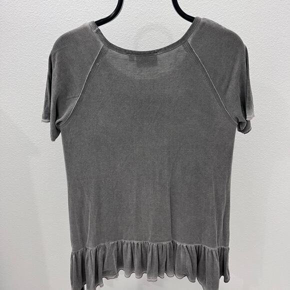 Dantelle Oil Dye Gray Ruffle Hem Drop Waist Top ~ Women’s MD - Picture 4 of 5